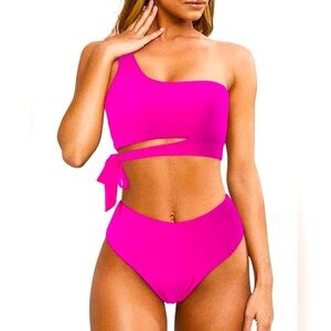 One shoulder high waisted bikini